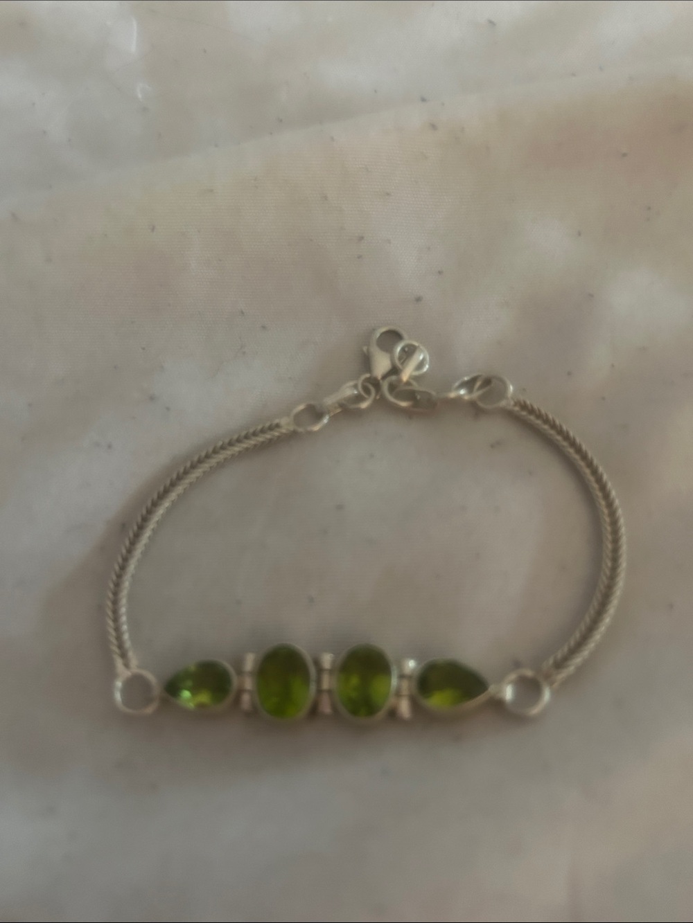 Sterling and peridot bracelet. August birthstone.